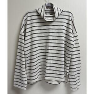 J.Crew Black White Striped Cowl Neck Sweater Women’s Large Cotton Blend